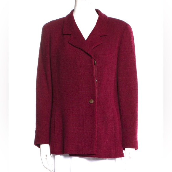 Chanel Burgundy Blazer Jacket - Picture 1 of 16